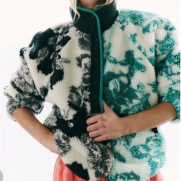 FP Movement by Free People Jackets & Blazers - NWOT Free People FP Movement Printed Hit the Slopes Fleece Pullover Minty Fresh